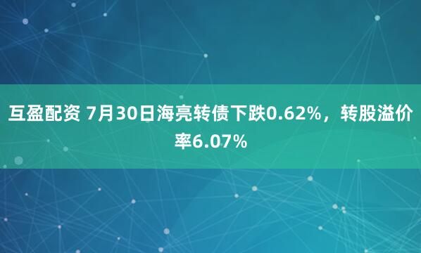 互盈配资 7月30日海亮转债下跌0.62%，转股溢价率6.07%